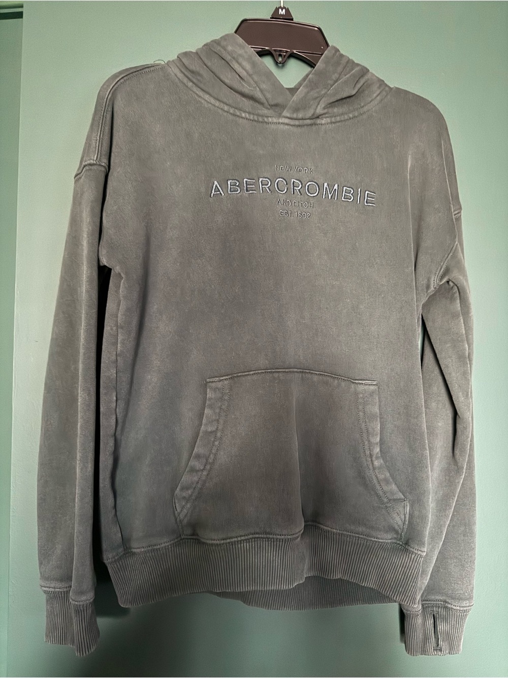 abercrombie kids faded dark green crewneck hoodie